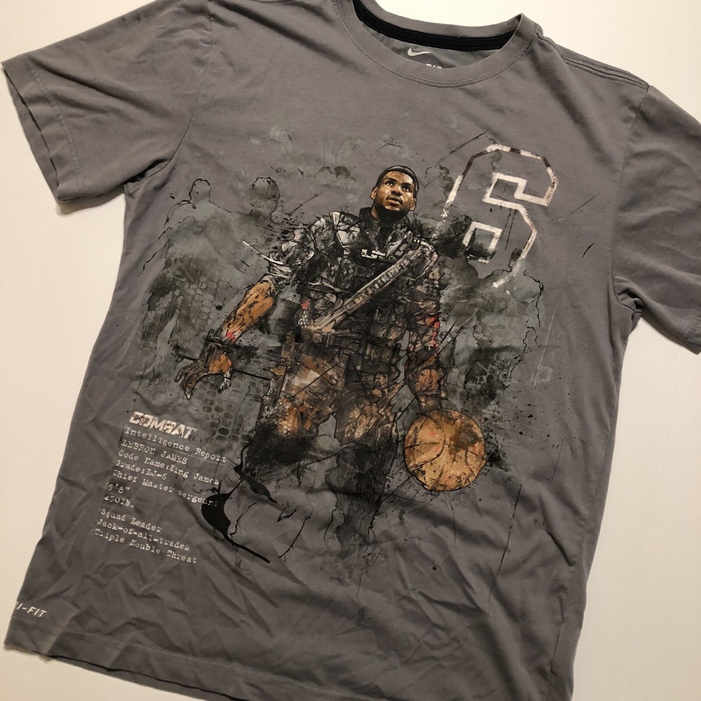 Nike Dri Fit LeBron James Combat T Shirt Graphic #6 Men's Size Medium Space Jam - Picture 2 of 10